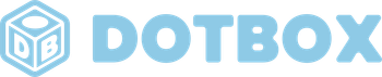 The word dotbox is written in blue letters on a white background.