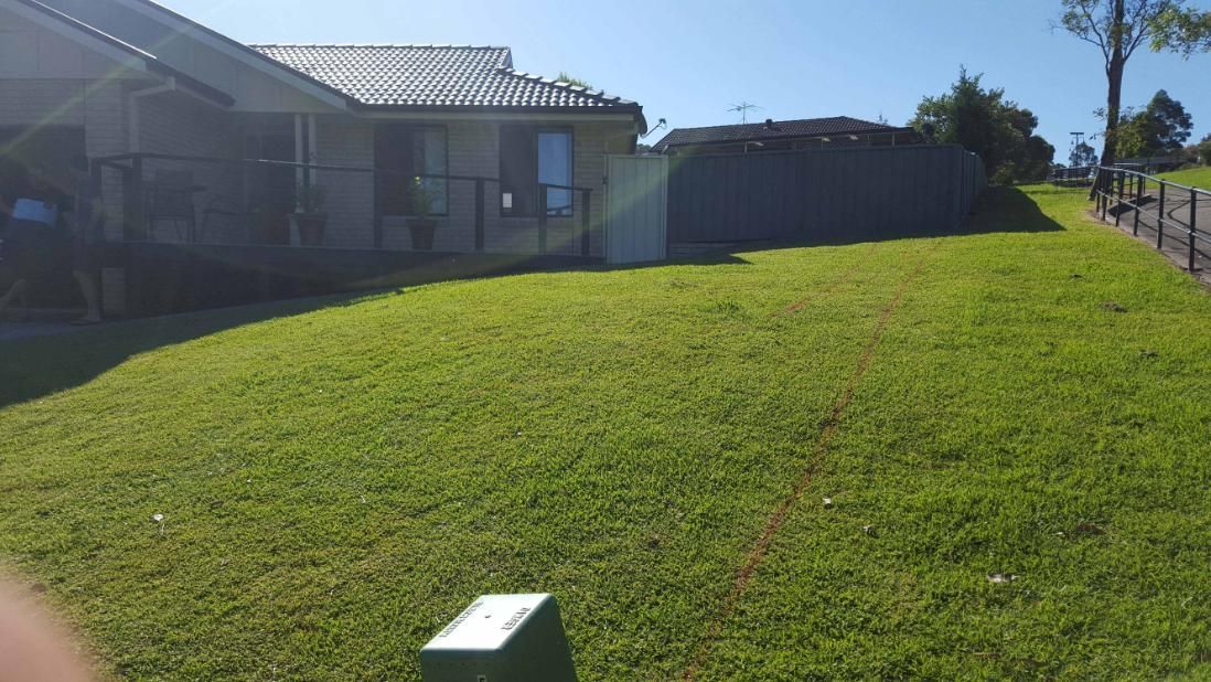 A Lawn With A Fence And A House In The Background — Green Envy Landscape & Garden Services In Cameron Park NSW