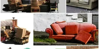 A collage of pictures of a couch and other furniture