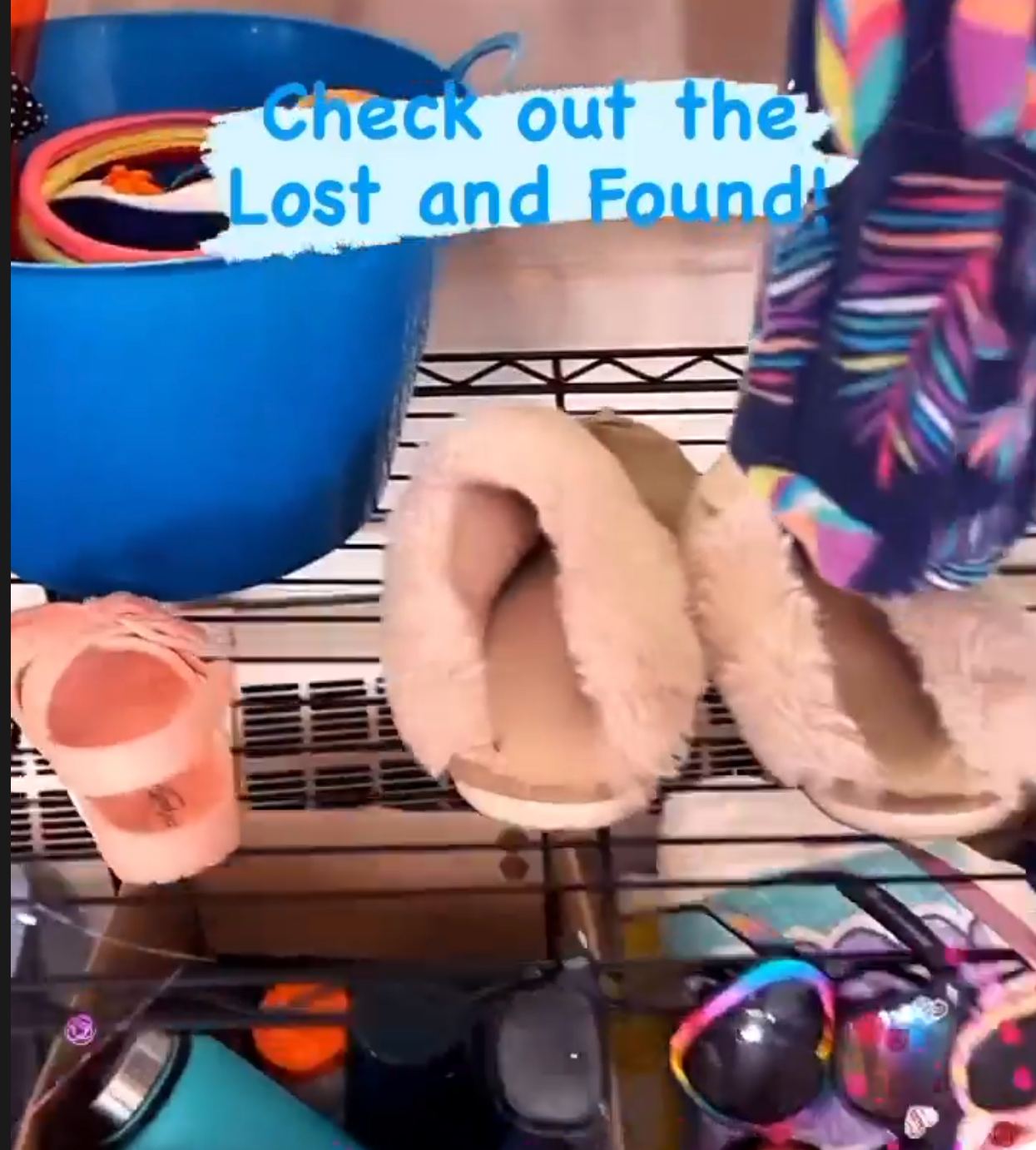 Photo of items in our lost and found area.