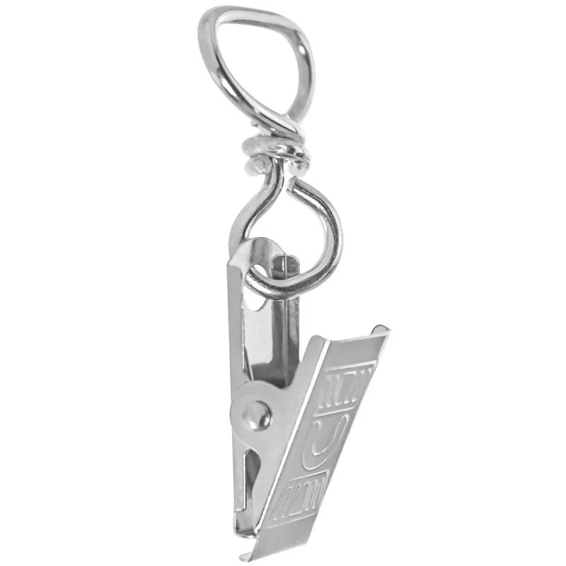 Silver metal clip with a swivel hook at the top.
