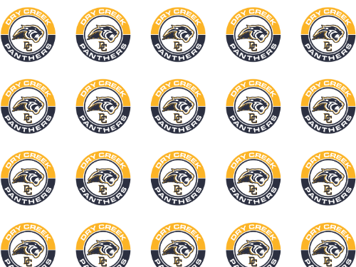 Day Creek Panthers logo repeated across white background; a yellow and navy circle with a panther.