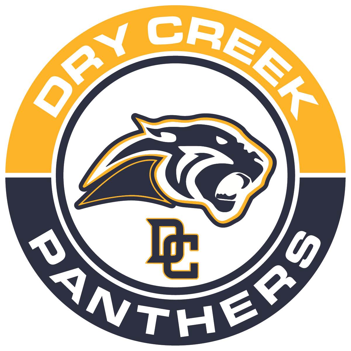 Dry Creek Panthers school logo featuring a snarling panther head, with 
