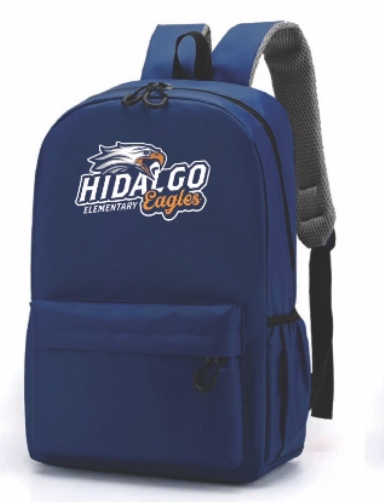 Navy blue Hidalgo Elementary Eagles backpack.