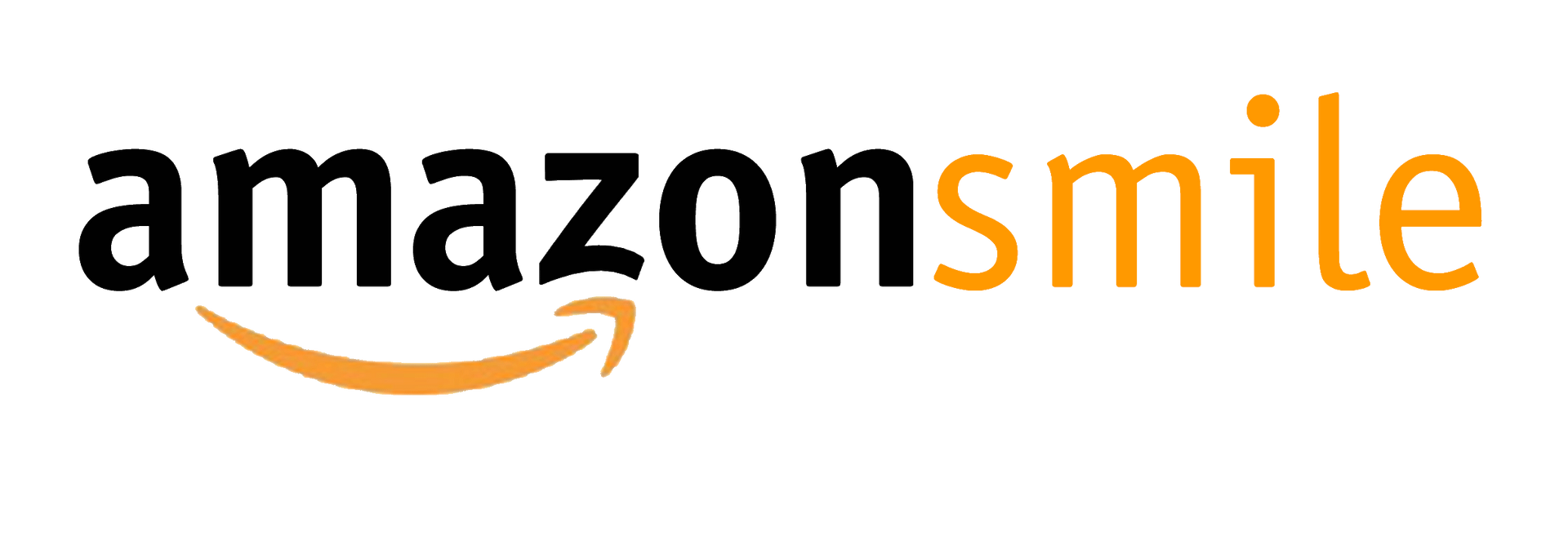 The amazon smile logo is black and orange with a smile.