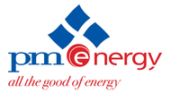 Il logo per pm energy tutto il bene dell'energia
