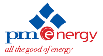 Il logo per pm energy tutto il bene dell'energia