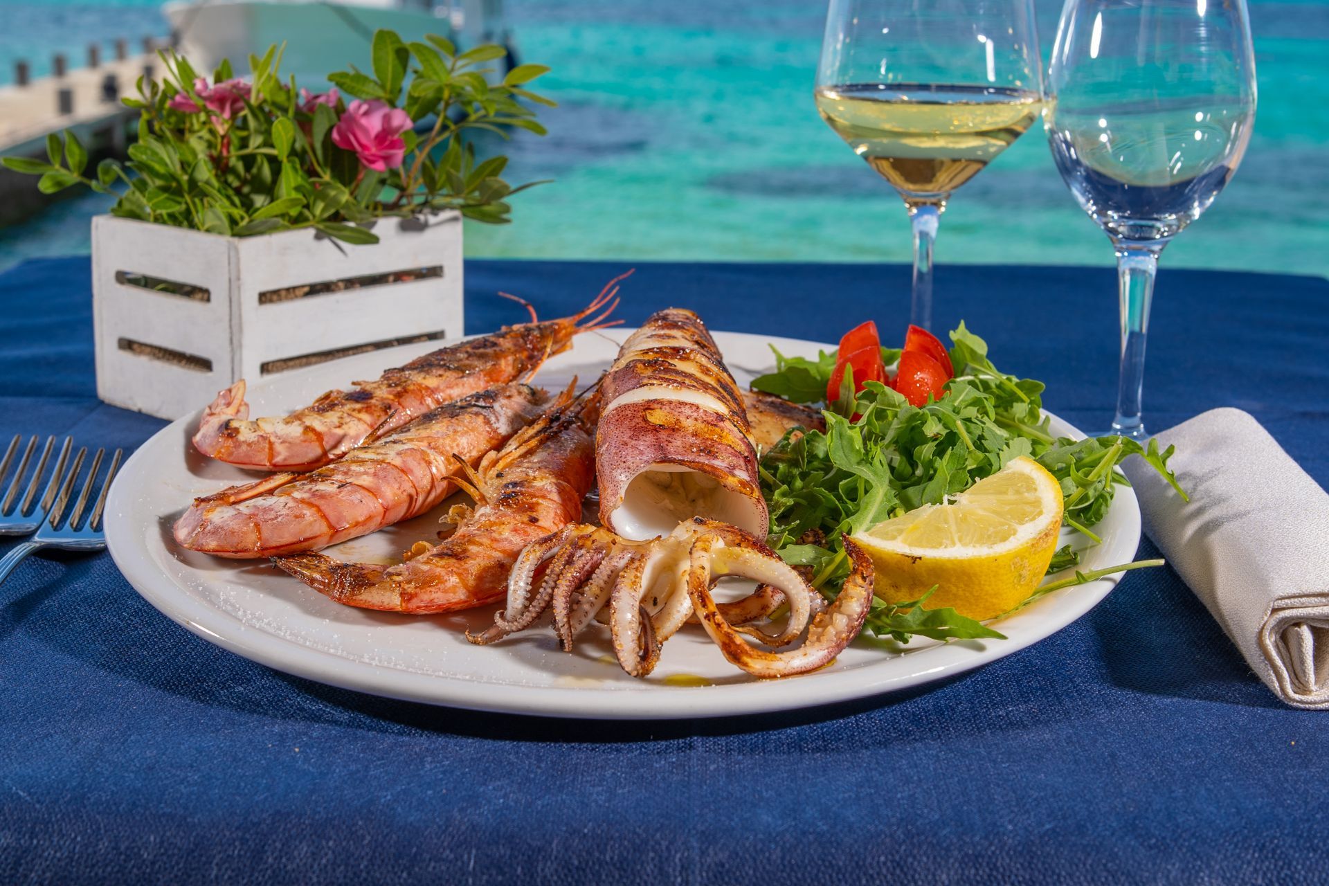 prawns and squid