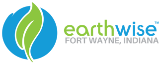 The Earthwise Fort Wayne, Indiana logo, featuring a green leaf icon inside a blue circle next to the company name.