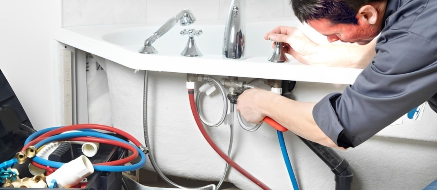 man checking water line