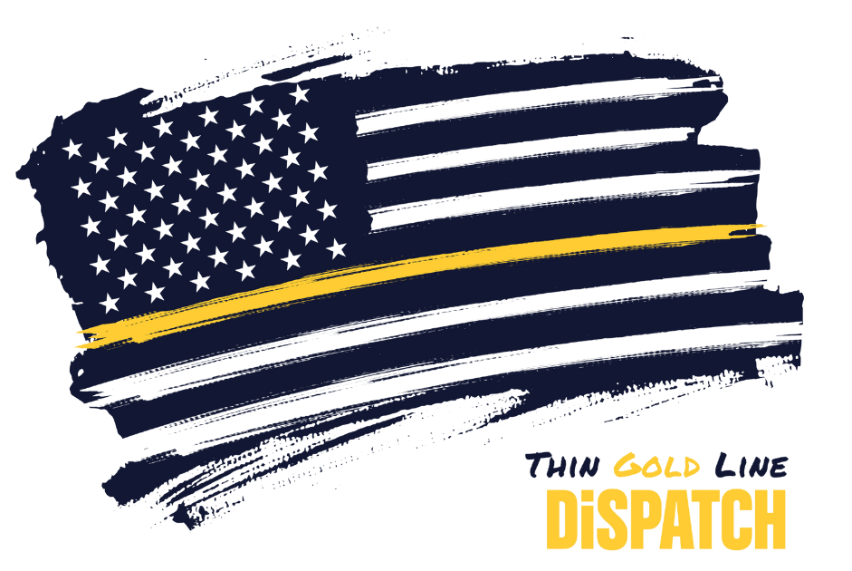 An american flag with the words thin gold line dispatch below it