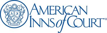 Logo for the American Inns of Court with a blue circular crest and the organization's name in blue text.