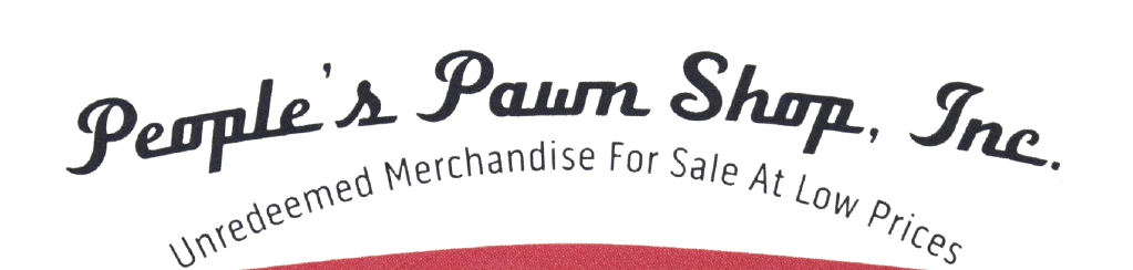 A logo for people 's pawn shop inc. on a white background