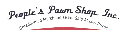 A logo for people 's pawn shop inc. on a white background