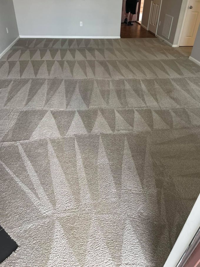 A person is using a vacuum cleaner to clean a rug.