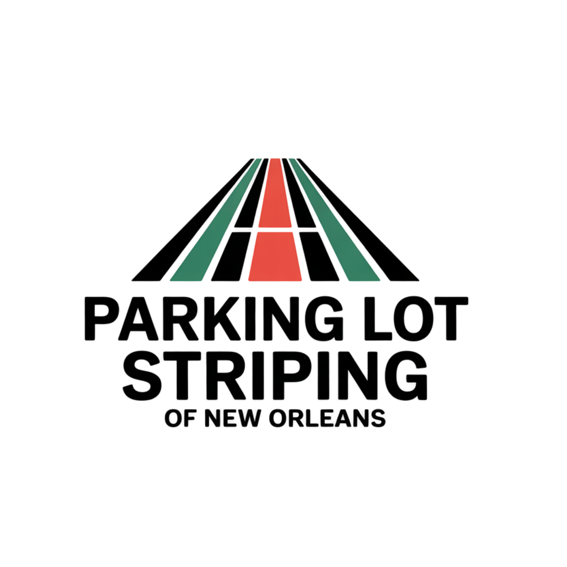 Parking Lot Striping of New Orleans logo with roadway design and bold text representing professional striping services