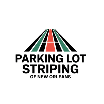 Parking Lot Striping of New Orleans logo with roadway design and bold text representing professional striping services
