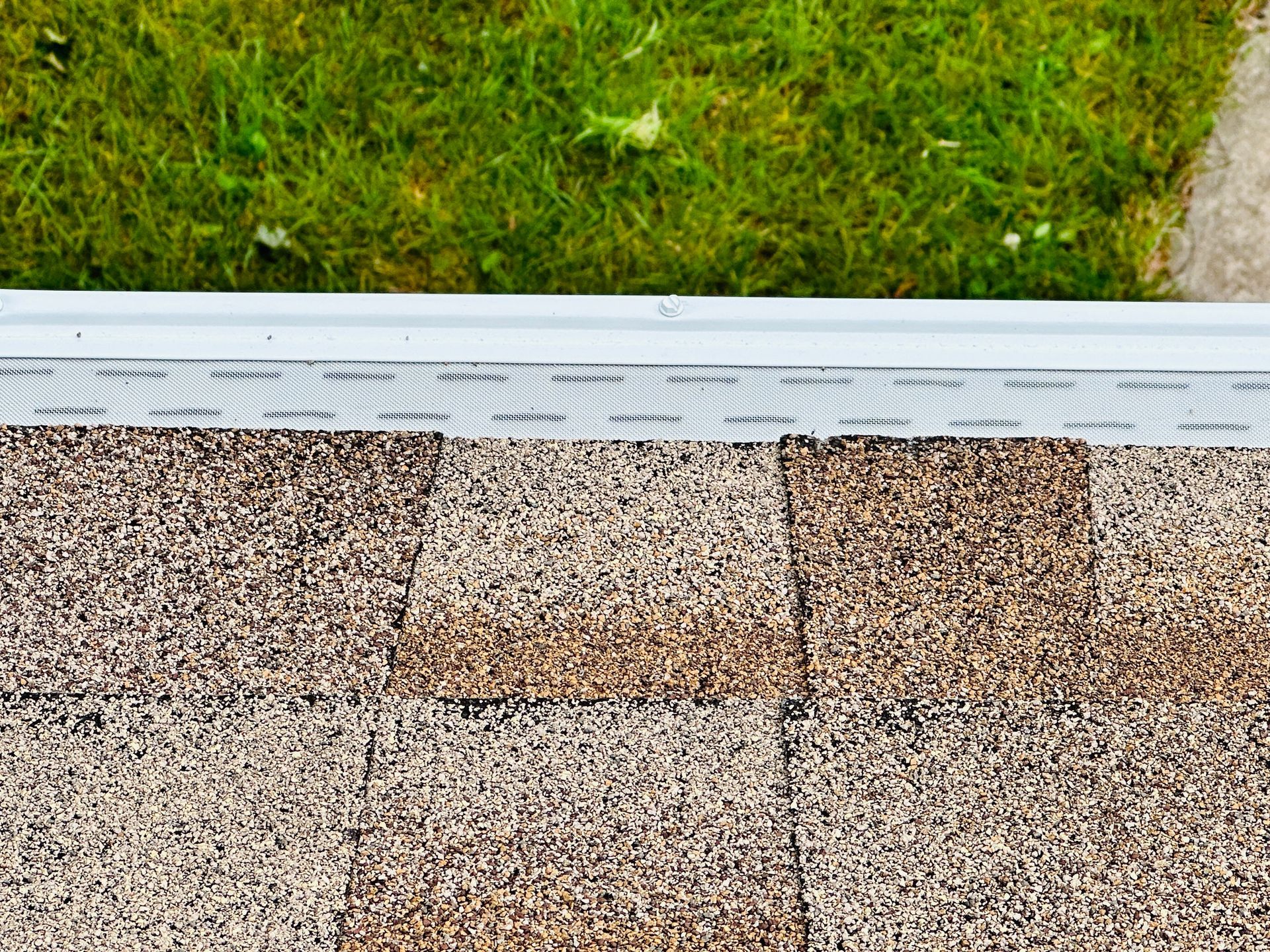 Gutter guards recently installed and seen from above