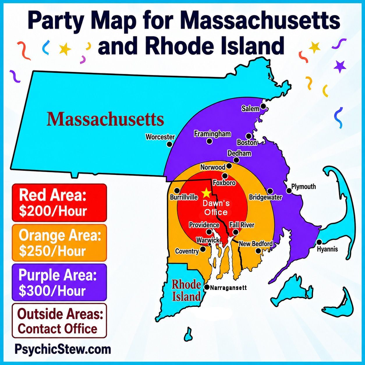 Party Area Map for Dawn Carr, C.Ht. ~ Psychic Stew