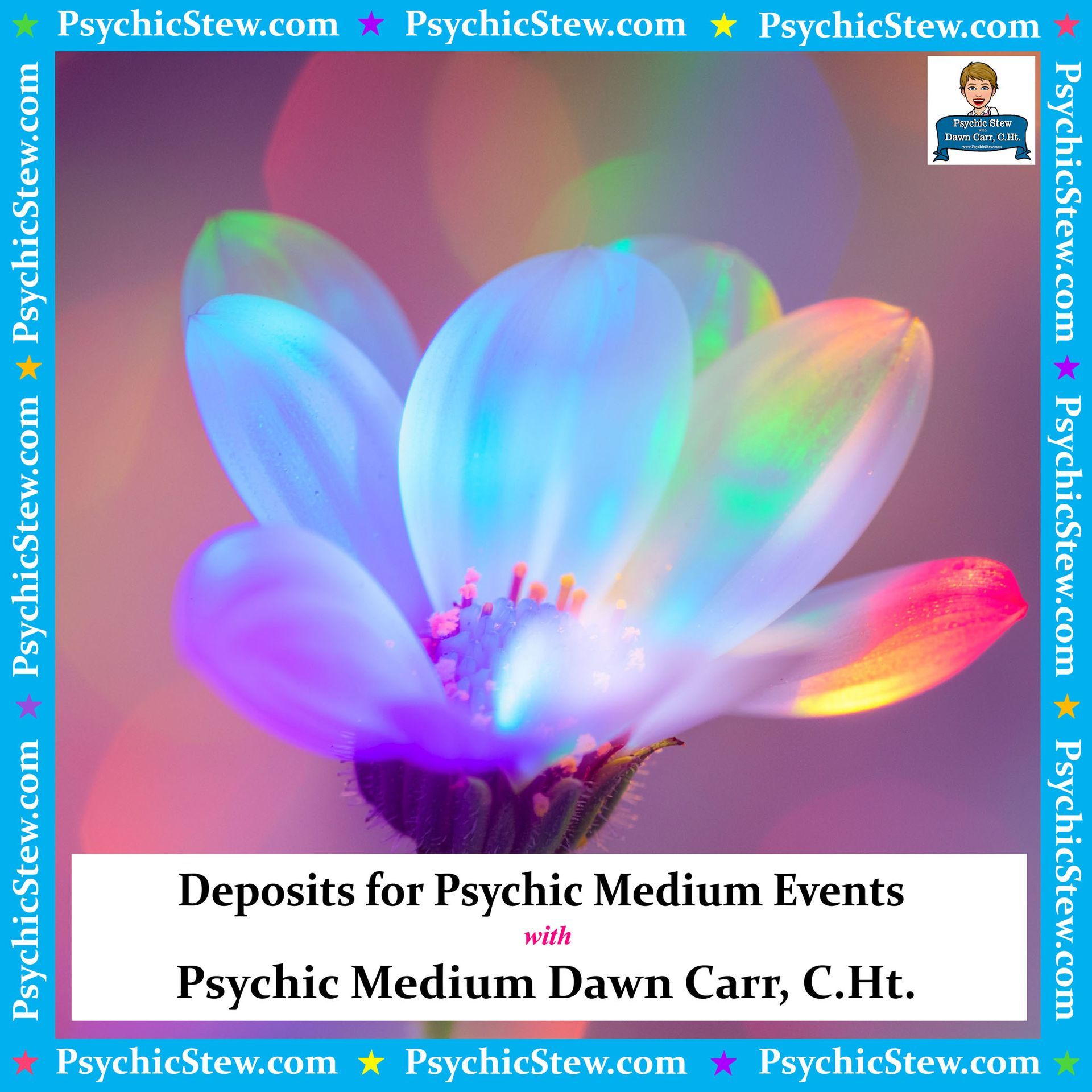 Deposits for Psychic Medium Parties and Events with Dawn Carr, C.Ht.