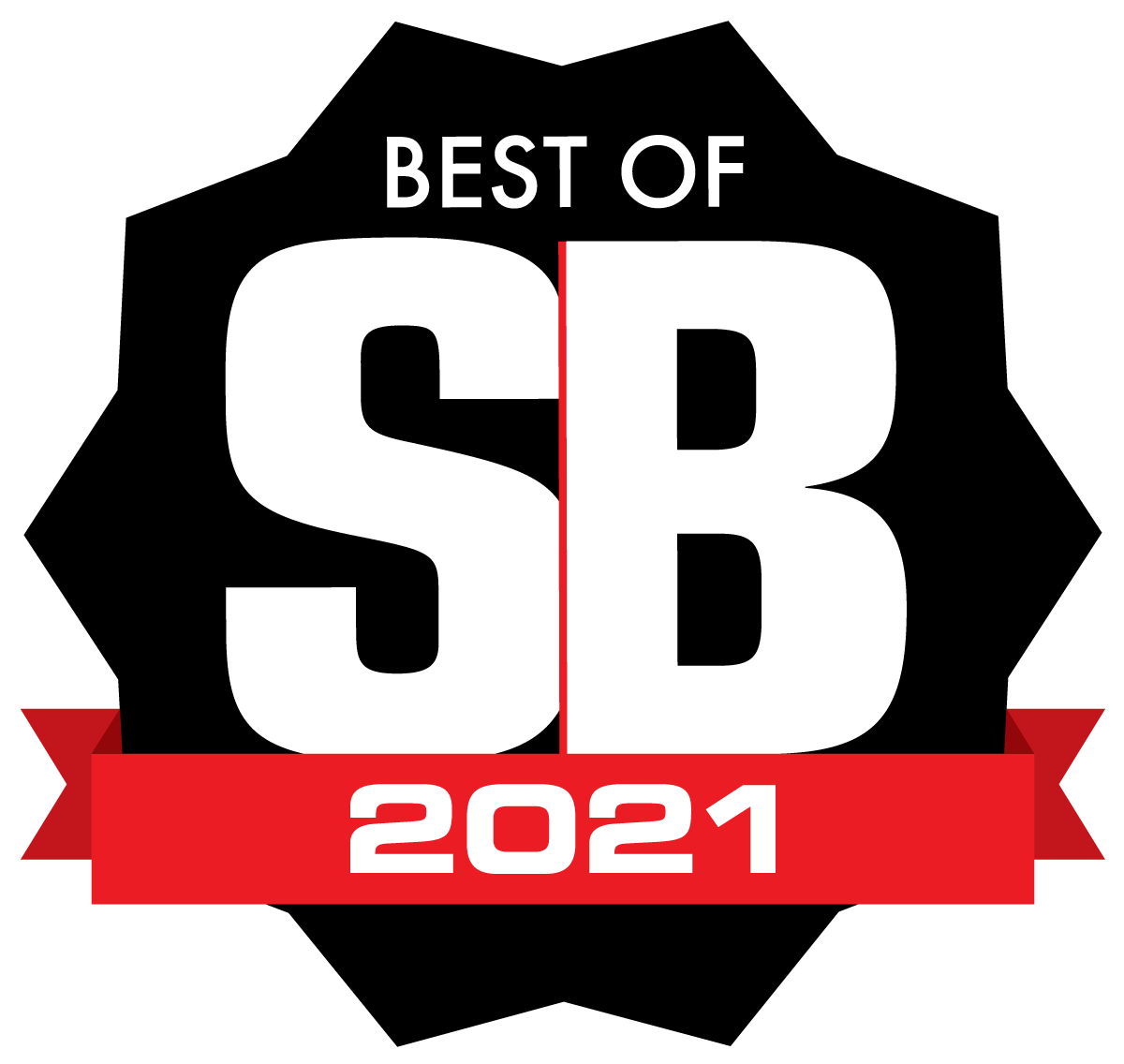 Best of SB 2021 badge with bold white letters on a black and red emblem