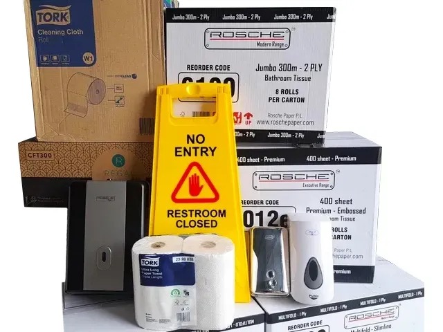 Paper towel, no entry sign and soap dispenser— Sunchem Quality Cleaning Products In Gympie, QLD