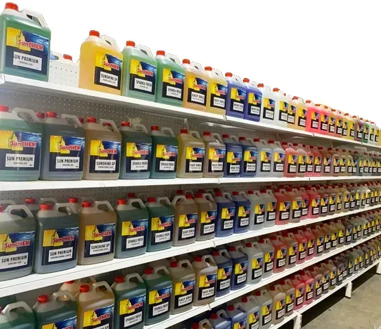 Cleanign chemicals shelves — Sunchem Quality Cleaning Products In Gympie, QLD