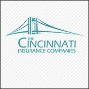 The Cincinnati Insurance Companies logo in teal on a light striped background