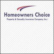 Homeowners Choice Property & Casualty Insurance Company, Inc. logo with blue text and a red swoosh