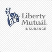 Liberty Mutual Insurance logo with blue Statue of Liberty icon and gray text on white background
