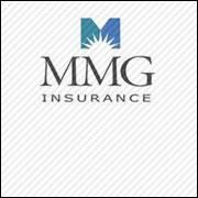 MMG Insurance logo with blue and gray stylized emblem and text on a white background