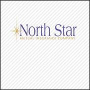 North Star Mutual Insurance Company logo in purple with a gold starburst on a light striped background