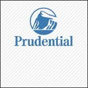 Prudential logo in blue with a circular rock and mountain emblem