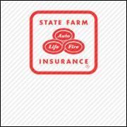 State Farm Insurance red square logo with white text and oval emblem on a light background