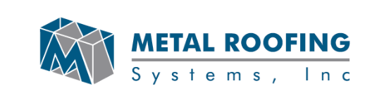 Metal Roofing Systems, Inc. logo with blue-gray geometric M icon and teal text on white background