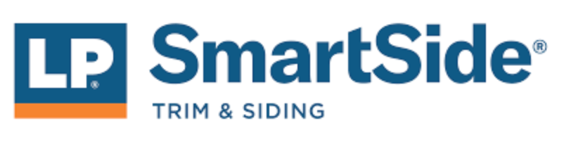 LP SmartSide Trim & Siding logo on a white background, with blue and orange design.
