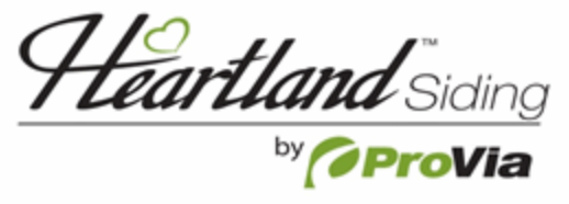 Heartland Siding by ProVia logo in black and green on a white background