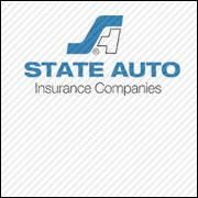 State Auto Insurance Companies logo in blue on a light gray striped background