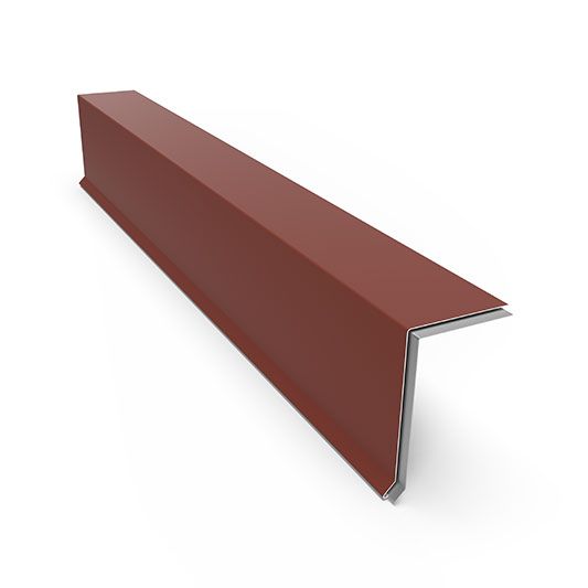 Brown metal L-shaped corner trim molding on a white background