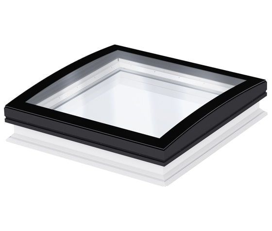 Black-framed square skylight window on a white background