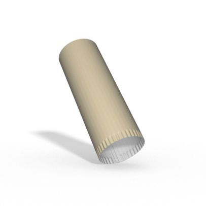 Beige cylindrical object with a ridged end, tilted against a white background
