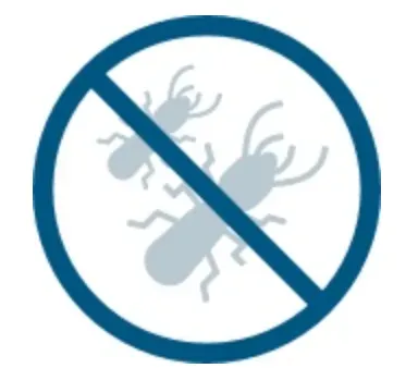 Blue no-bugs symbol: crossed-out insects inside a circle.