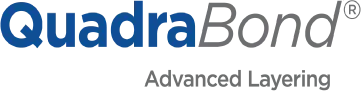 QuadraBond logo with blue and gray text and the tagline “Advanced Layering”