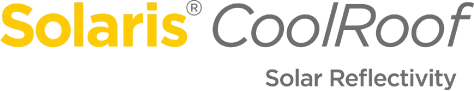 Solaris CoolRoof logo with “Solar Reflectivity” tagline in yellow, gray, and black