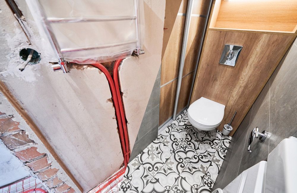 Old Apartment Restroom With Underfloor Heating Pipes And New Renovated — Sydney Underfloor Heating in Nowra, NSW