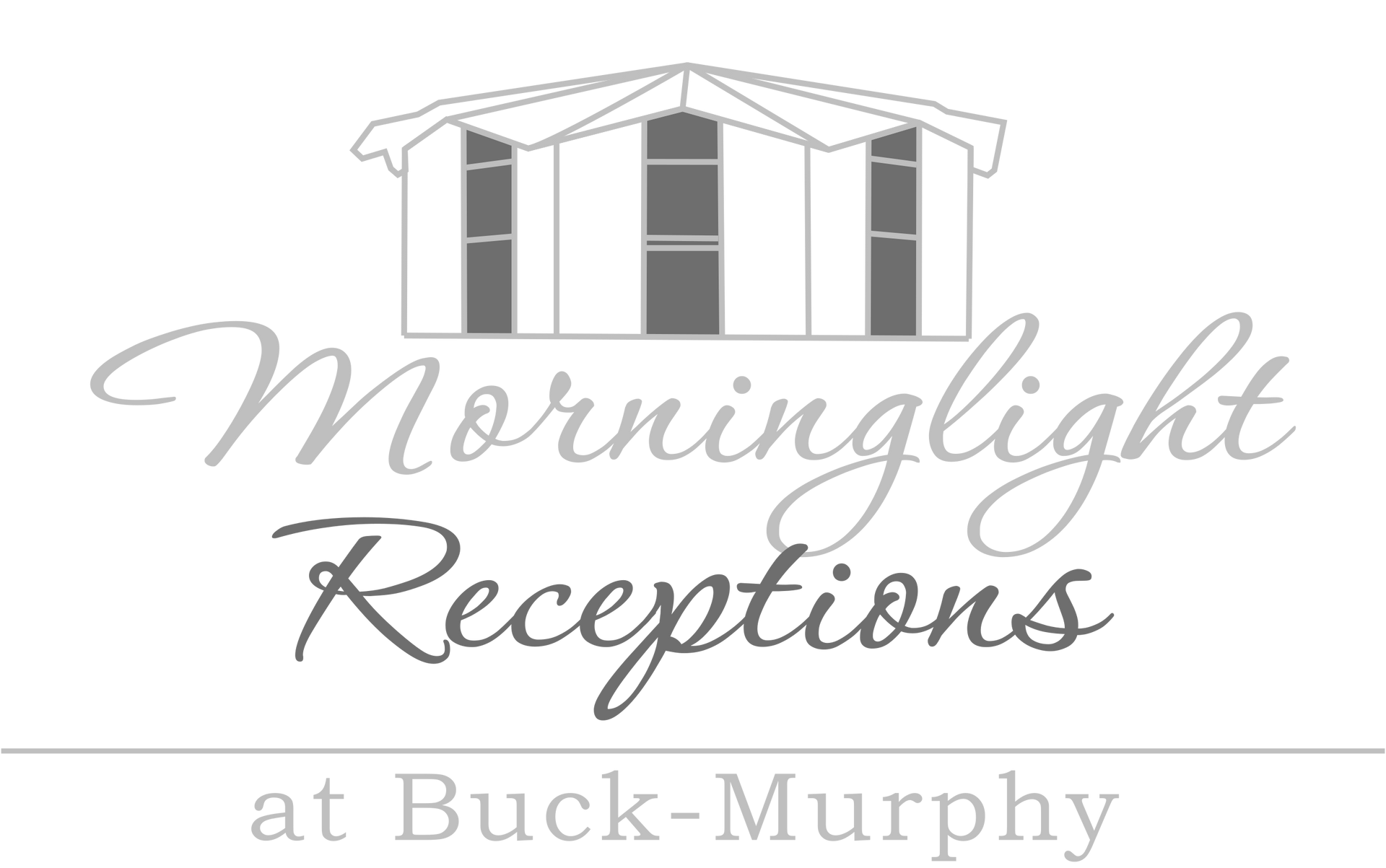 A black and white logo for morninglight receptions at buck murphy.