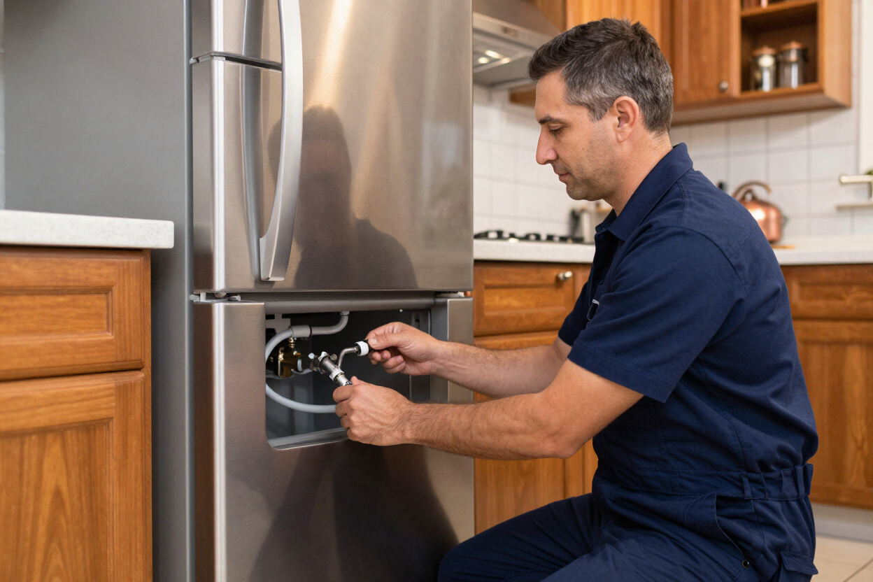 Refrigerator water line installation