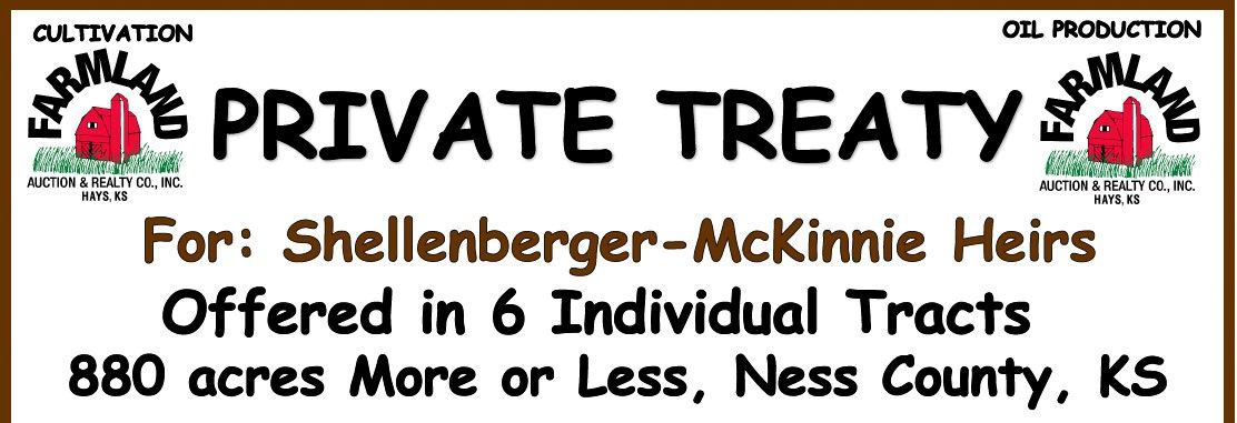 A sign that says private treaty for shellenberger-mckinnie heirs