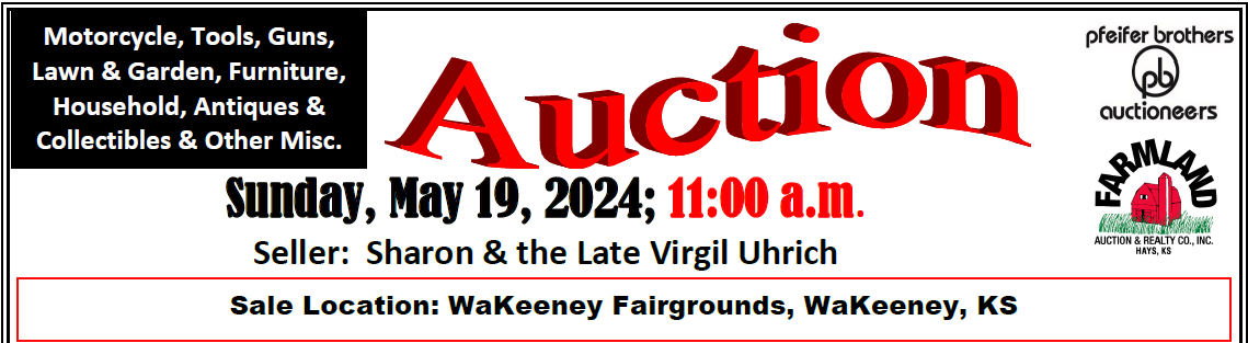 An advertisement for an auction on sunday may 19th An advertisement for an auction on sunday may 19th