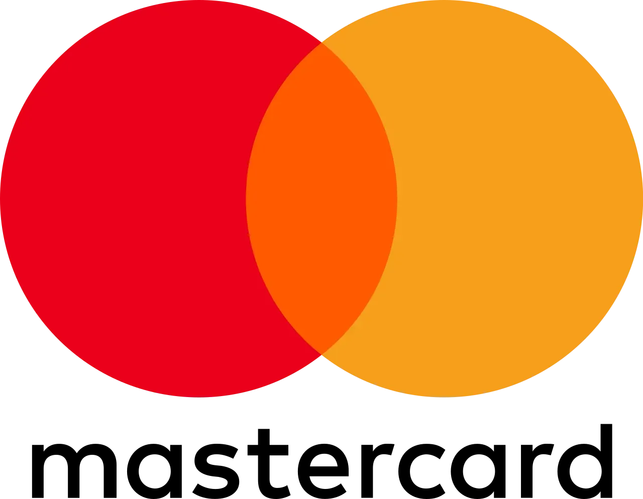 Un logotipo de Mastercard rojo y naranja sobre un fondo blanco.